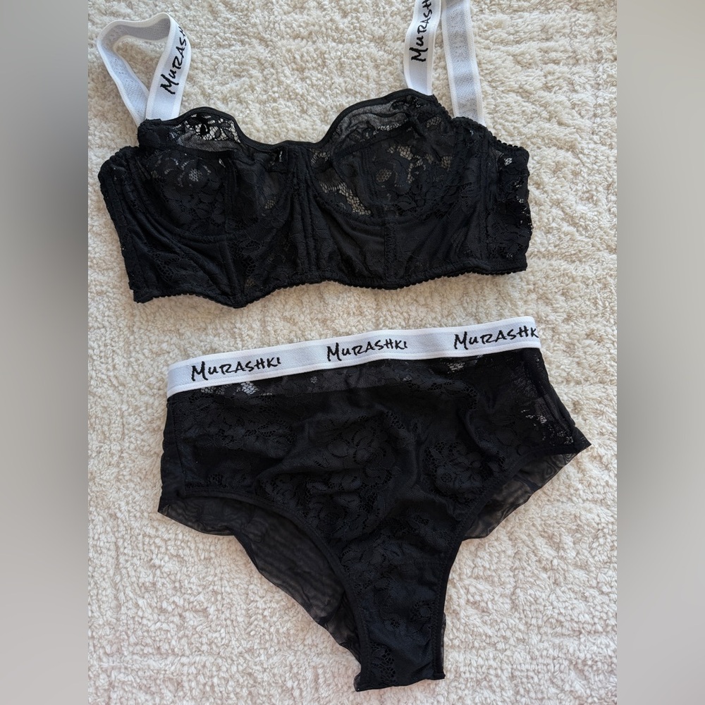 Black Lace bustier top and panty set